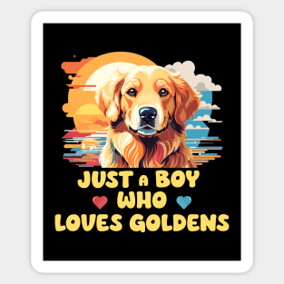 Just A Boy Who Loves Goldens - Golden Retriever Sticker